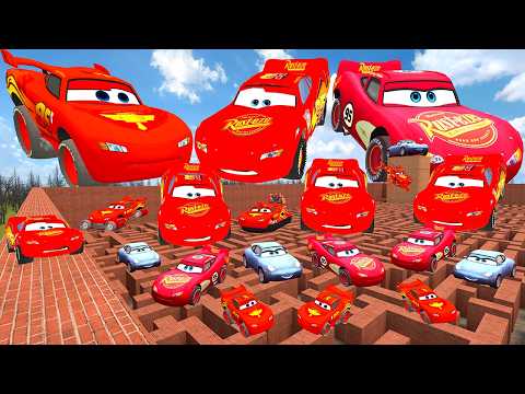 All Size Tiny To Giant Lightning Mcqueen Cars in Maze EP 7