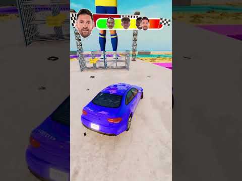 🤩CR7 Vs Messi Vs Lamine Yamal Vs Vinicius⚡Mini Cars Challenge! #simulator #shorts