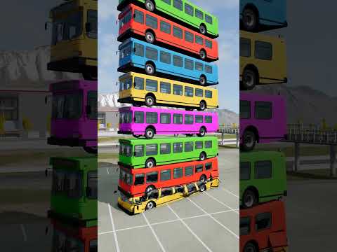 Mixed Rainbow Colour Cars & Buses Fall Crash #7 – BeamNG.Drive